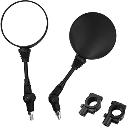 Motorcycle Rearview Mirror Bicycle Rearview Mirror 7/8 22mm Universal Handlebar Mirror M10 Aluminum Black Round Handlebar Side Mirror,1 Pair, Foldable，Rotation Angle Reaches 360 Degrees