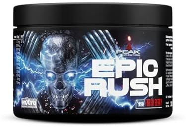 PEAK Epic Rush - 300g Geschmack Fresh Berry I 30 Portionen I Pulver I Pre Workout Booster I Stim- & Focus I Energy Drink I Koffein I Panax Ginseng I enXtra™ I vegan
