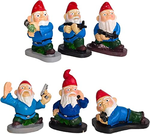Tuzsocr Gartenzwerge Figur,6 Stück Gartenzwerg Klein Statue, Mini-Gartenzwerge-Set Als Mitbringsel, Mini Harz Gartendeko Figuren, Happy Gartenzwerg Skulptur Zwerg-Statue (6 Stück)