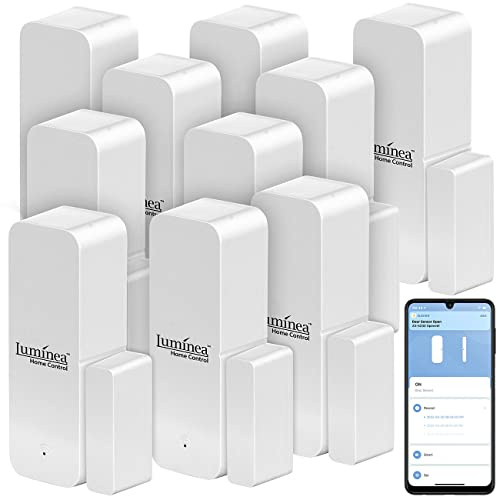 Luminea Home Control Fenstersensoren: 10er-Set ZigBee-Tür- & Fensteralarme, Alexa, Google Assist., Siri, App (Zigbee Fenstersensor, Sensoren, Senioren Handy)
