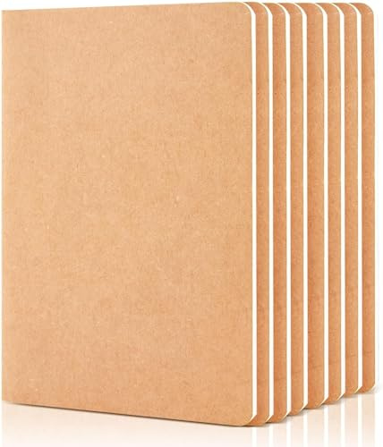 Feela 8 st icke linjerad anteckningsbok, A5 mjukt kraftomslag dagbok, brun kraftanteckningsbok, A5 studentanteckningsbok, för anteckningsböcker, 60 sidor, 14 x 21 cm