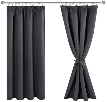 JIUZHEN Vorhang Blickdicht Gardinen mit kräuselband Verdunklungsvorhänge Gardinen Wohnzimmer Vorhänge Schlafzimmer Thermovorhang Hellblau, H137 x B167 cm,2er Set