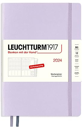 LEUCHTTURM1917 367845 Wochenplaner Composition (B5) 2024, mit Extraheft für Adressen und Jahrestage, Lilac, Deutsch, 12 Monate