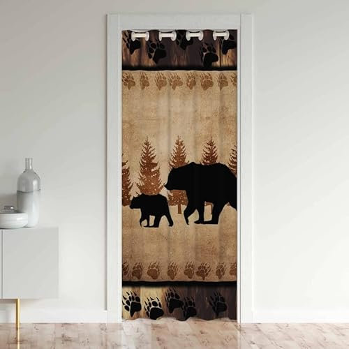 Tenda per porta con orsi, per privacy, casale, cabina con animali selvatici, armadio, tenda per porta, 30% -50% oscurante, oscurante, tende termiche, per porte, finestre, trattamenti, 86 x 203 cm, 1
