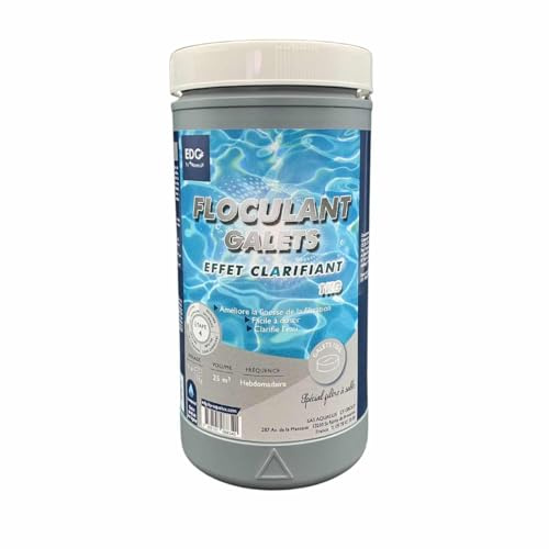 EDG by AQUALUX INTERNATIONAL - Galet Floculant Clarifiant Piscine - 8 Galets Longue Durée 125 g - 1kg - sans Sachet - Spécial Eau Cristalline - Double Effet Floculation Clarification