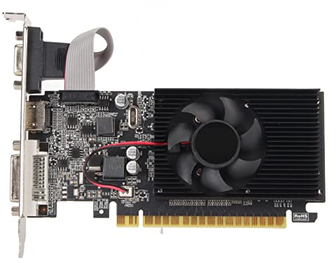 Sxhlseller GT610 1GB DDR3 Graphics Card, 64bit 810MHZ 1GB DDR3 Graphics Card with Silence Cooling Fan, DVI VGA HDMI Interface, PCI Express 2.0 for Office and Game