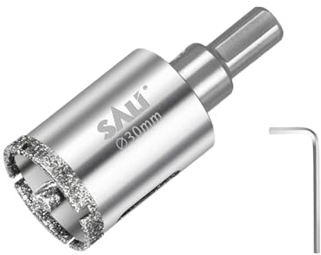 SALI Diamond Drill Bit 30 mm Diamond Hole Saw Drill with Center Guide Bit Glass Hole Saw Core Drill Bit for Glass/Tile/Ceramic/Marble/Limestone/Fiberglass/Porcelain Cutting