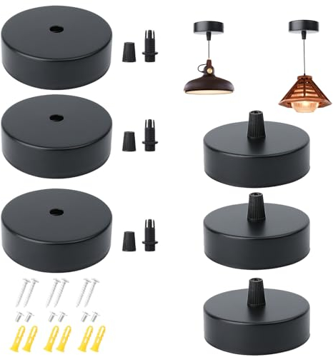 TOPBELIEF Deckenbaldachin, 80x25 mm Baldachin Lampe Schwarz Metall, Verteilerbaldachin Aufputzdose Schwarz Lampenbaldachin mit Zugentlastung Klemmnippel, Baldachin Abdeckung für Lampen Geeignet 4 Stk