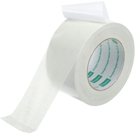 PATIKIL 2,3 x65,6 Ft (20 m) Double Face Tissu Ruban Adhésif, 1 Rouleau Super Collant Clair Ruban Double Bâton Tapis Ruban Élevé Adhérence Sans-Résidus pour Vêtements Tapis, Blanc
