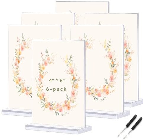 Acryl-Schilderhalter für Hochzeit, Restaurant, Büro, Party, 6 Stück