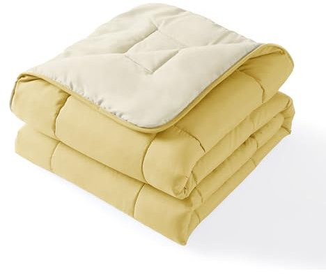 DALINA Textil - Edredón de Fibra 170 gr/m2 - Edredón Relleno Nórdica Reversible de Dos Colores Cama 90, 150 x 220 cm - Suave, Transpirable, Ligera, 100% Poliérster, Beige y Camel