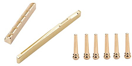 HEMOTON Gitarrenstegnadeln Aus Messing Für Akustikgitarren Mit Gitarrensattel Und Gitarrenzubehör Passend Für Stegeinlagen Und Nadeln Geeignet Für Konzertgitarren Und Folkgitarren