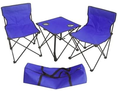 azorex Silla de Camping Plegable de Acero con Mesa con Bolsa de almacenaje, Silla Plegable De 2 Piezas con Mesa Plegable Liviana De 1 Pieza para Pescar Picnic y Barbacoa (Azul)
