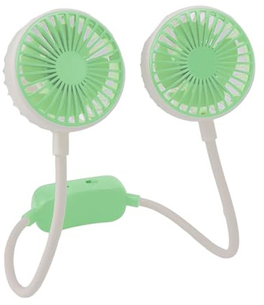 Klack Ventilador Portátil De Cuello Doble Cabeza, Ventilador Manos Libres Recargable Por USB - Verde