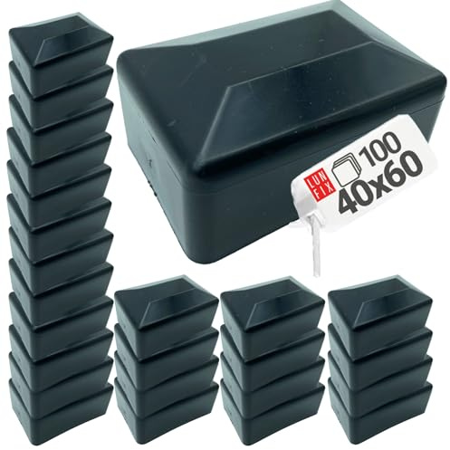 LUN FIX Pfostenkappe Zaunkappe Rohrkappe Schwarz 40x60 mm 100 Stk | Kunststoff, Eckig, Abdeckkappen für Zaunpfosten, Vierkantrohr, Pfostenabdeckung, witterungsbeständig