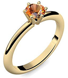 Goldring Citrin 585 + inkl. Luxusetui + Citrin Ring Gold Citrinring Gold (Gelbgold 585) - Precious Amoonic Schmuck Größe 56 (17.8) AM195 GG585CIFA56