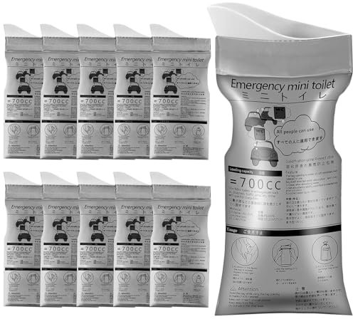 Portable Urinal Toilet Bags, 10Pcs Travel Urinals, 2 Styles PE Gel Urine Bags, Superior Sealing Unisex Urinal Bag, Super Absorbent Emergency Camping Pee Bags, Emergency Vomit Bag for Men Women Kids