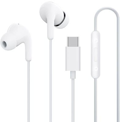 Xiaomi Type-C In-Ear Hörlurar – 12,4 mm Dynamiska Drivrutiner, Inbyggd HD-Mikrofon, IP54 Damm- & Vattenbeständig, Ergonomisk Design, USB-C Trådbundna Öronproppar för Android-enheter – Vit