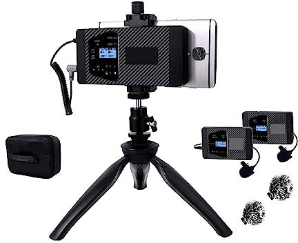 Micrófono de estudio Micrófono de solapa inalámbrico de doble canal WS60 UHF con micrófono Lavalier con clip for teléfono Mantenga la voz nítida