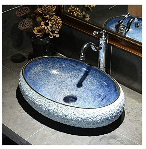ABBNIA Aufsatzwaschbecken Badezimmer-Aufsatzwaschbecken Luxus-Hotel-Kunstwaschbecken Ovales Keramik-Badezimmer-Aufsatzwaschbecken Europäischer Aufsatzwaschtisch Porze