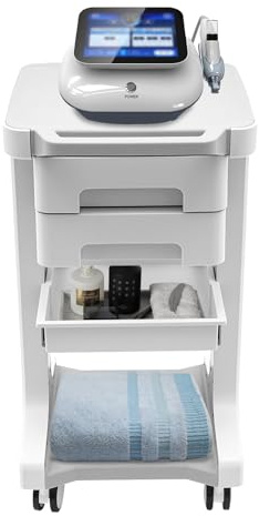 OUKANING Medizinischer Wagen mit 2 Schublade 41x41x67cm Gerätewagen Arbeitswagen 50kg Beauty Salon Trolley mit Ablagefach Salonwagen Kosmetikwagen 4 Universal Rädern Friseur Rollwagen (Grau)