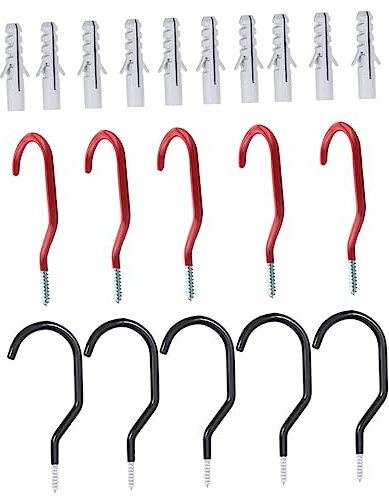 Mikikit 10sets Bike Hanger Wall Mount Set Steel Bike Hooks Wall Rack Garden Storage Screw Hooks