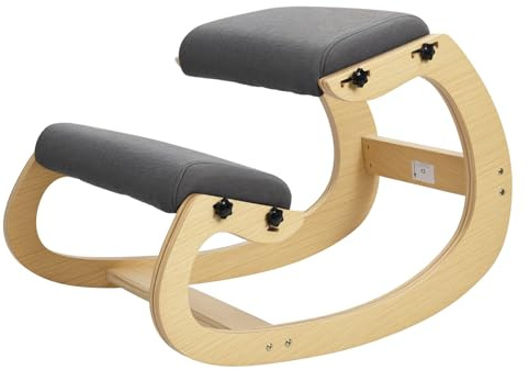 Haibinsuo Kniestuhl, ergonomisch, höhenverstellbar, Schaukelstuhl, Haltungsstuhl, Studenten, aufrechter Haltungsstuhl mit verdicktem Holz, weiche Polsterung, für Zuhause, Büro, Erwachsene, Kinder, 117