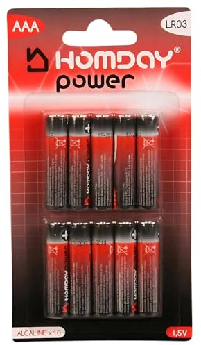 Lot de 10 Piles Alcalines LR03 Type AAA 1,5V – Haute Performance pour Appareils du Quotidien, Longue Durée, Format Standard Idéal Télécommandes, Jouets, Horloges, Appareils Électroniques