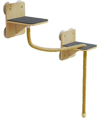 para Gatos Montado En La Pared,Estructura Escalada Interior con Poste Rascador | Torre Rascadero Juego Natural para Interior Exterior Ventana Hogar