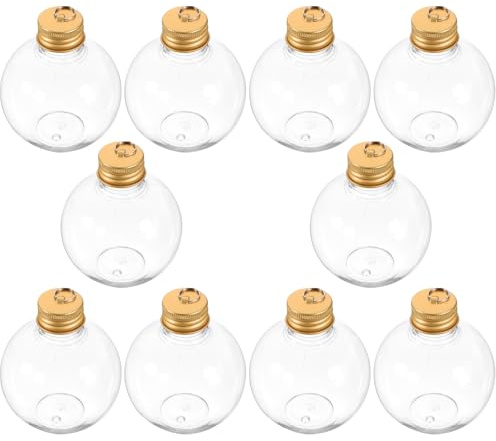 Milisten 10 Weihnachts-getränkekugeln, 150 Ml, Klare Saftflaschen, Befüllbare Glühbirnen, Weihnachts-schnapsgläser, Bonbongläser für Weihnachtsfeiern, Baumschmuck, Golden
