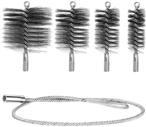 LYPPUL 5 Stück Ofenrohrbürste Set, Schornsteinfeger Bürste, 30/50/80/150 mm Kaminbürste mit 1m Schubstange, Heizkesselbürste, schornsteinbesen, Kaminrohr Reinigungsbürste für Schornstein, Rauchrohr