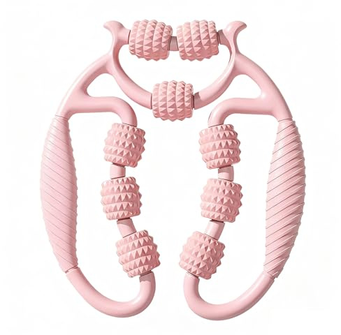 VYNZOR Rodillo Masajeador de Piernas Anticelulitico, Dispositivo de Drenaje Linfático Manual para Muslos y Pantorrillas, Masaje 360° para Aliviar la Fatiga Muscular y Mejorar la Circulación, Rosa