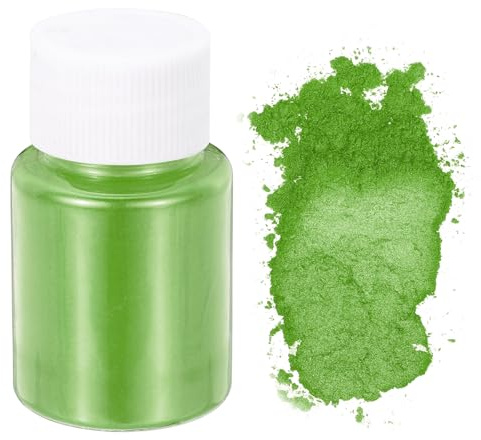 QUARKZMAN Mica Pulver 10g Kosmetik Grade Glimmerpulver 600 Mesh Mica Powder Epoxidharz Farbe Pigmentpulver für Gießharz Seifenfarbe Kerzenfarbstoff DIY Nagellack und Lipgloss Grün