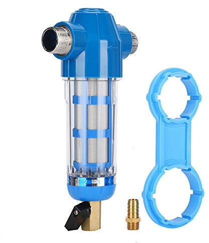 Buachois Filtre à sédiments Rotatif, système de préfiltration jetable pour Toute la Maison, Lavage à Contre-Courant réutilisable pour Ferme, Filtre à Eau de puits en Acier Inoxydable