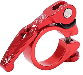 LjwZekyrnt Fahrrad-Schnellspanner-Sattelstützenklemme aus Aluminiumlegierung, 34,9 mm Sattelklemme für -Fahrrad, Rennrad, Freizeitfahrrad (Rot)