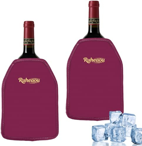 Wine Cooler Sleeve, Wine Bottle Gel Cooler Sleeve Freezer Chiller, Long Lasting Keep Wine Cool and Chill Sleeve for Prosecco Champagne Beer Wine Bottles(2count) (red)