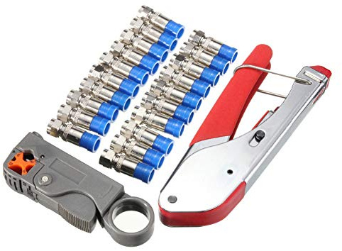 LDAUYZLING 22 piezas cortador de cables multifunción crimpadora coaxial F- herramienta de crimpado juego de pelacables