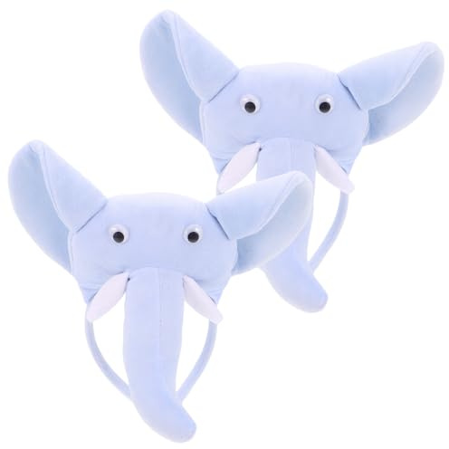 MAGICLULU 2pcs Cartoon Elephant Headband Animal Ear Hair Hoop Lightweight Comfortable All-day Wear Cloth Plastic Birthday Cosplay Dress up Accessory
