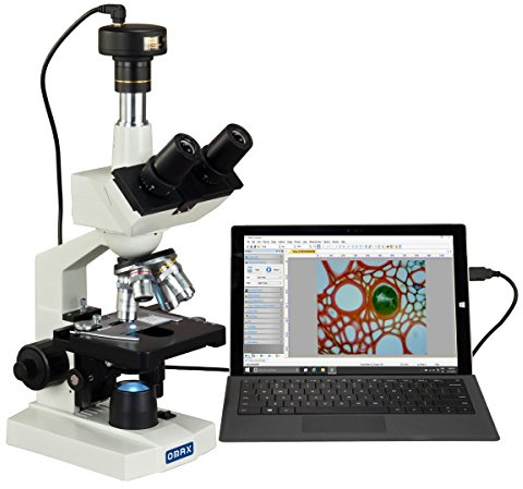 OMAX - Microscope numérique trinoculaire 40X-2500X avec appareil photo numérique USB 5 MP et scène mécanique double couche – M83EZ-C50U