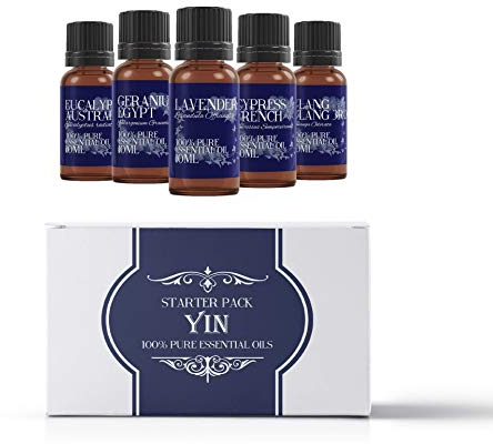 Mystic Moments | Yin Essential Oil Gift Starter Pack 5x10ml | Eucalyptus Australiana, Geranium Egypt, Lavender, Cypress French, Ylang Ylang 3rd | Perfect as a Gift
