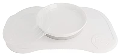 Twistshake Click-Mat 38 x 25 cm Mantel Individual Placa de Alimentación para Mesa + Plato Sellado con Tapa Alimentación para Bebés, Vajilla, Sin BPA, 6+ Meses, Blanco