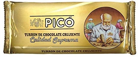 Pack 5 Unidades Turrón de Chocolate Crujiente Picó con arroz inflado Calidad Suprema 200grs