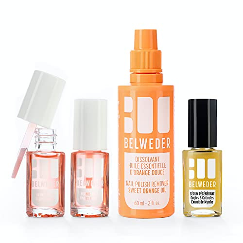 BELWEDER - Kit Soin Des Ongles : SOS Ongles Rongés - Pour Protéger, Réparer et Nettoyer les Ongles Rongés - 2 X 7,5 ml de Vernis Amer + 7,5 ml de Sérum Régénérant + 60 ml de Dissolvant Doux