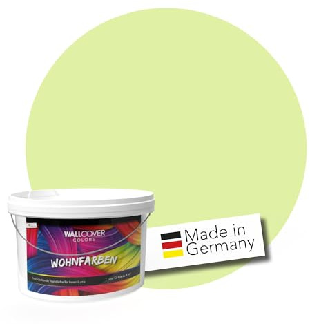 WALLCOVER Peinture murale de qualité supérieure | Vert | 2.5L = 20m² | Pour les intérieurs à très haut pouvoir couvrant (classe 1) | Chambre d'enfant | Finition mate | Fabriquée en Allemagne