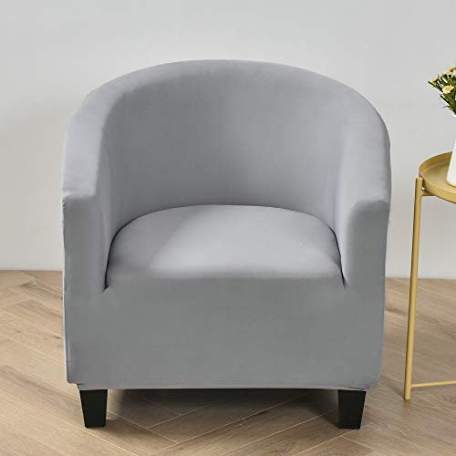 Highdi Sesselschoner Sesselüberwurf mit Elastisch Stretch Husse, Reine Farbserien Club Chair Schonbezug Sofabezug mit hoher Dehnung Sessel für Clubsessel Cocktailsessel (hellgrau)