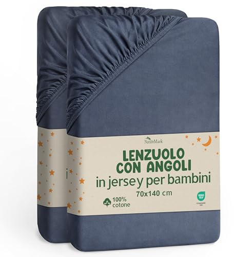 NatureMark Lot de 2 draps-Housses pour Enfant - 70 x 140 cm - Jersey Doux - 100% Coton - pour lit de bébé et lit d'enfant - Gris Anthracite