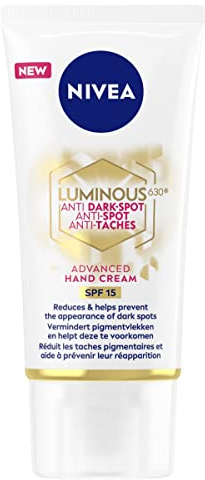 NIVEA Luminous 630 Anti Dark Spot Advanced Handcreme, 50 ml, Hautcreme angereichert mit Hyaluronsäure, pflegende Handcreme für leuchtende Haut