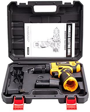 Taladro inalámbrico de 12 V, batería de iones de litio y cargador rápido, 1350 r/min, 25 Nm, juego de taladro de impacto para el hogar, kit combinado de taladro eléctrico