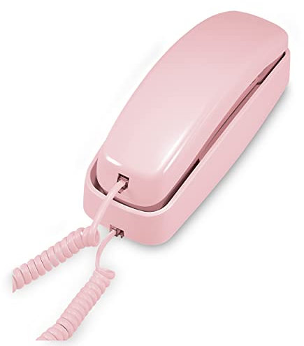 AT&T TRIMLINE 210 Corded Home Phone, No AC Power Required, Improved Easy-wall-mount, Lighted Big Button Keypad, 13 SpeedDial Keys, Last Number Redial, Mute, Flash, Volume Control, Princess Phone, PINK