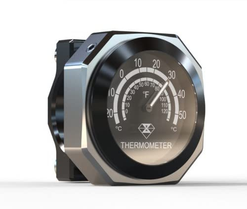 Riloer Jauge de thermomètre de guidon de moto, jauge de température en alliage lumineux étanche Compatible avec Yamaha Kawasaki Suzuki Honda, Noir argent